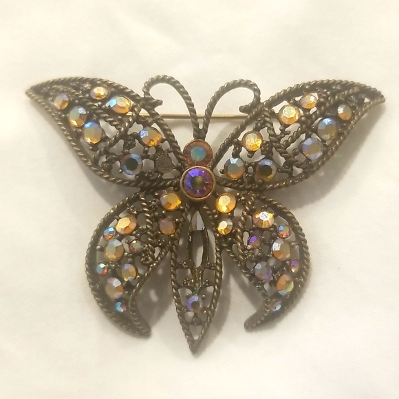 KIRKS FOLLY Stunning Butterfly Rhinestone Brooch - Picture 1 of 5